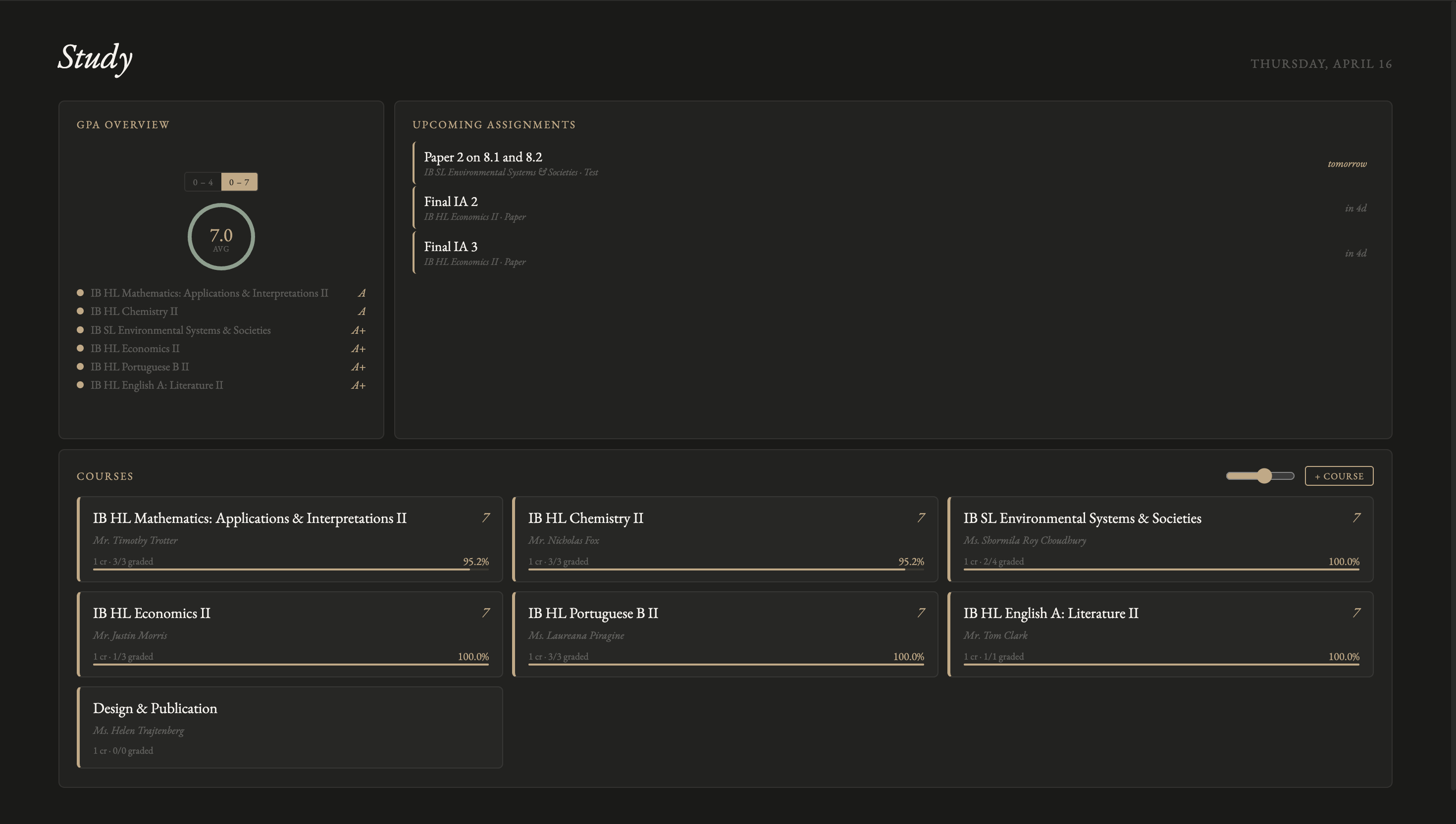 Designed for managing academic and project work